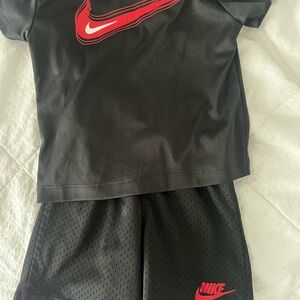 Nike Kids Black Tee with Red Logo